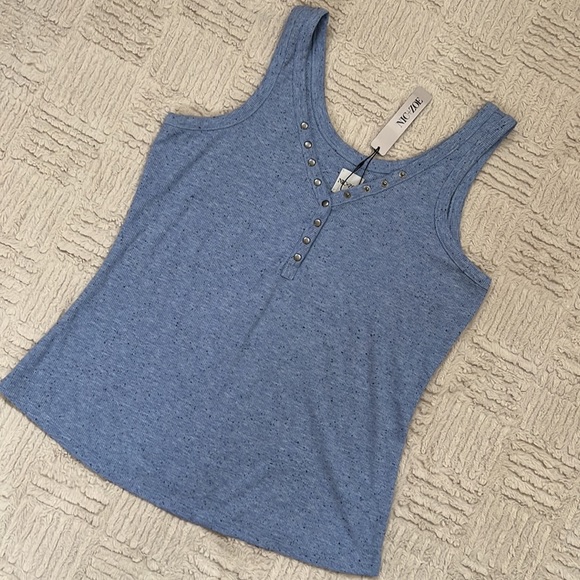 Speckled knit snap tank in blue mix, New with tags, Size medium - Picture 5 of 16